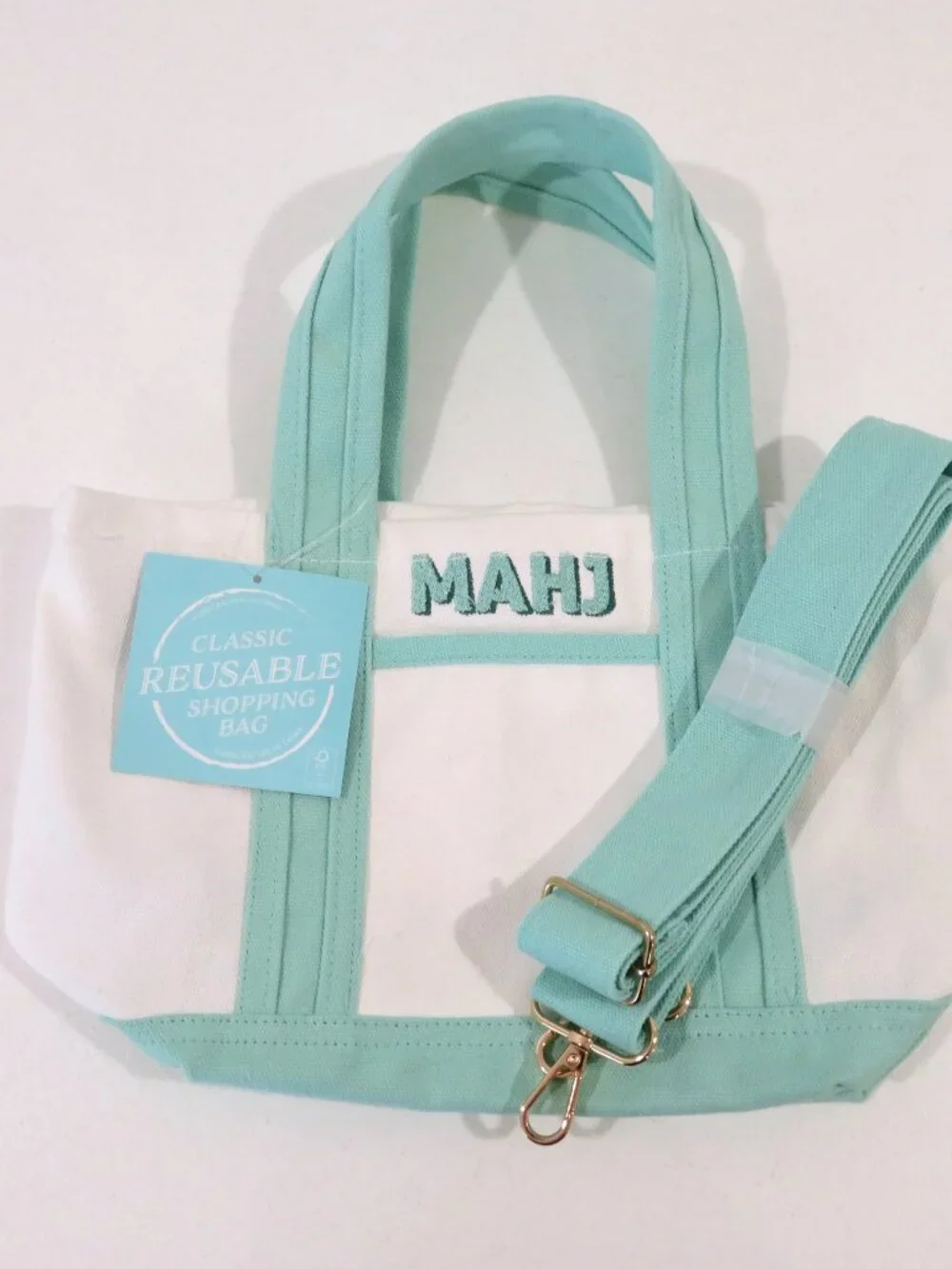 Mahjong Canvas Shopping Bag Tote Shoulder Strap 100% Cotton